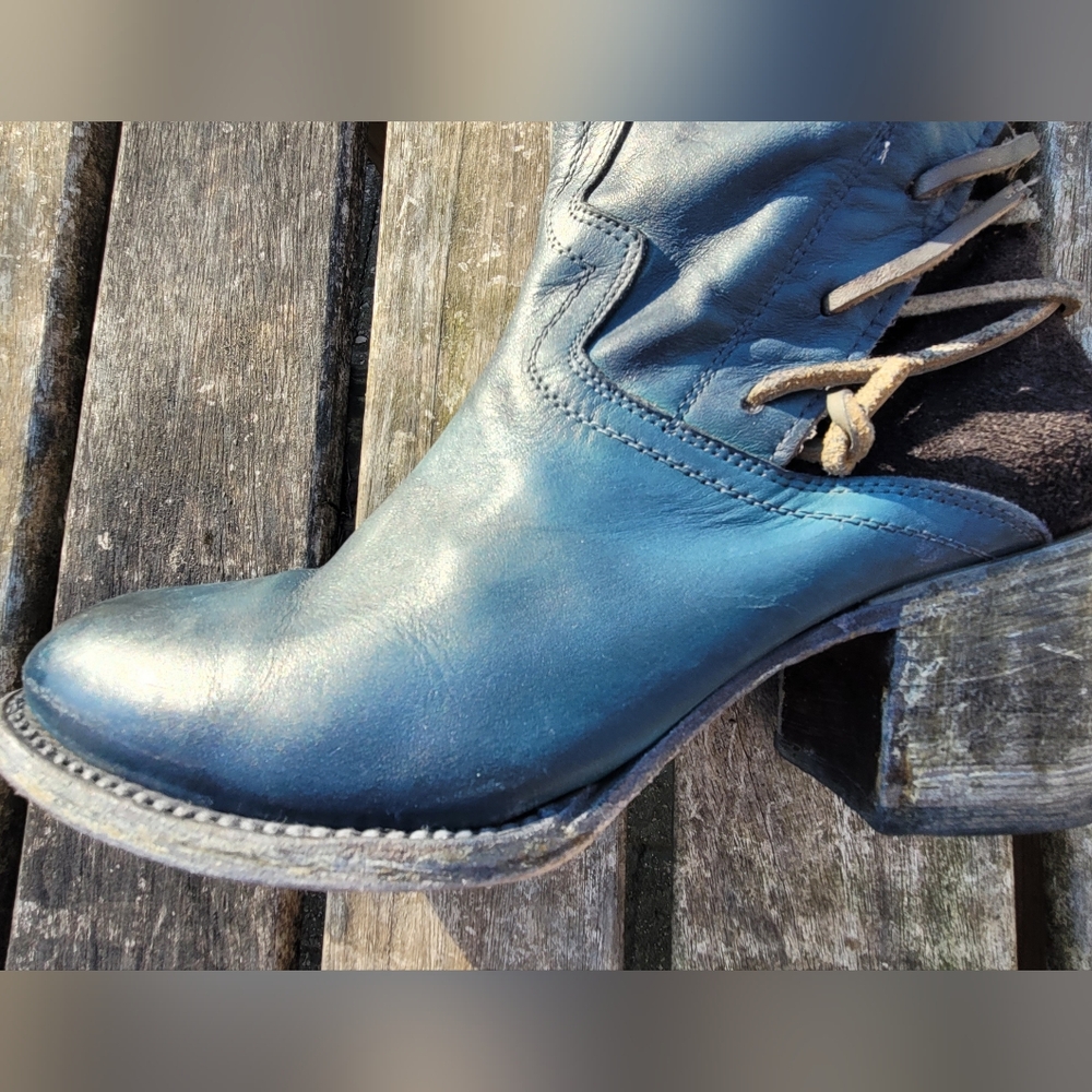 Freebird by Steven Blue Lace-Up Knee-High Boots with Side Zip - Picture 7 of 14